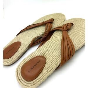 Pair Land’s End Leather Flip Flop Sandals-Size 8